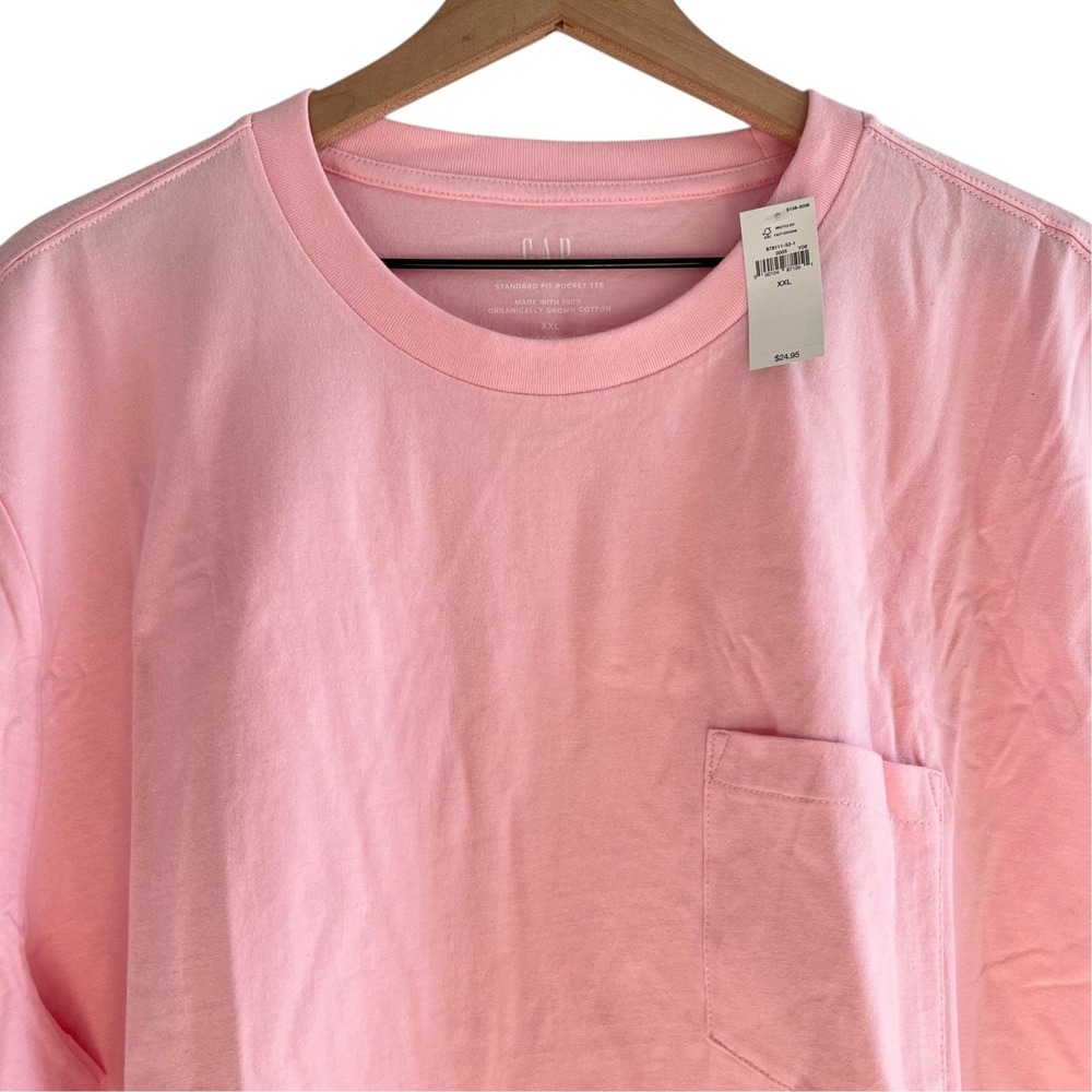 GAP Men's XXL Standard Fit Pocket Tee Organic Cotton Pink NWT Capsule Wardrobe